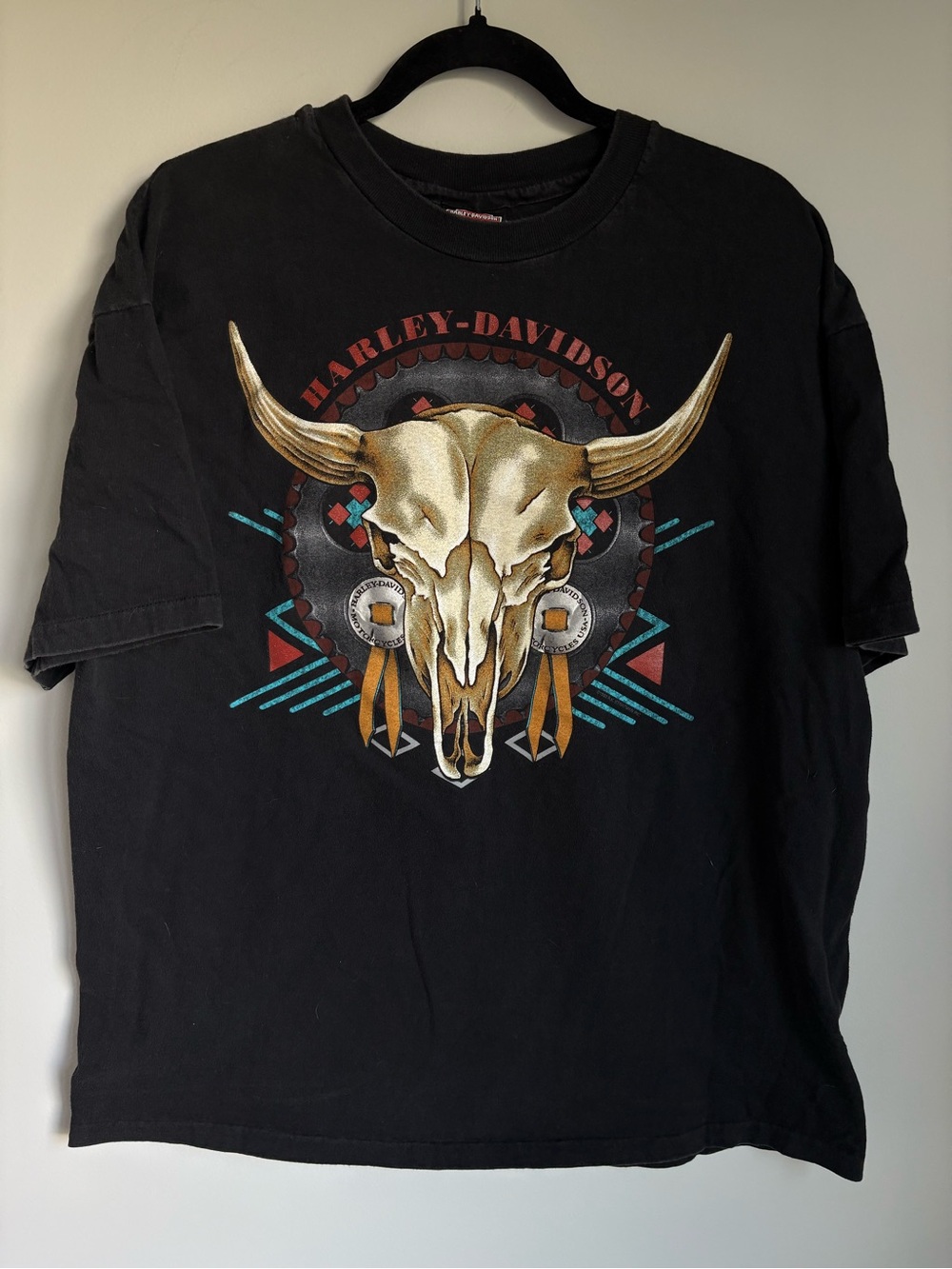 Vintage Harley Davidson Atascadero California Cow Skull TShirt